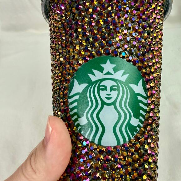 Starbucks Purple Copper Iridescent Rhinestone Studded Cold Reusable Cup & Straw - Picture 4 of 9